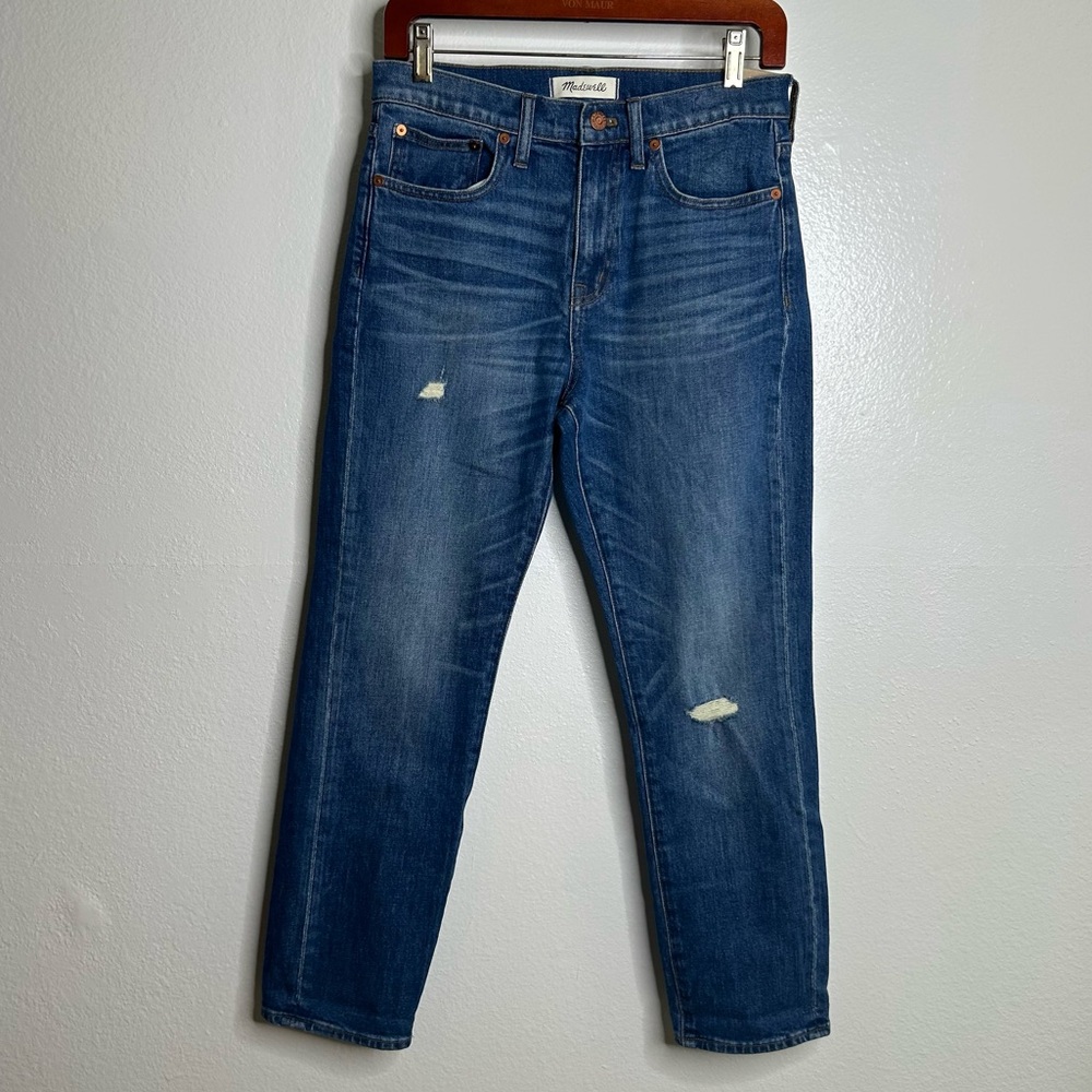 NWT Madewell Straight Leg Cropped Medium Wash Distressed Jean Size 27